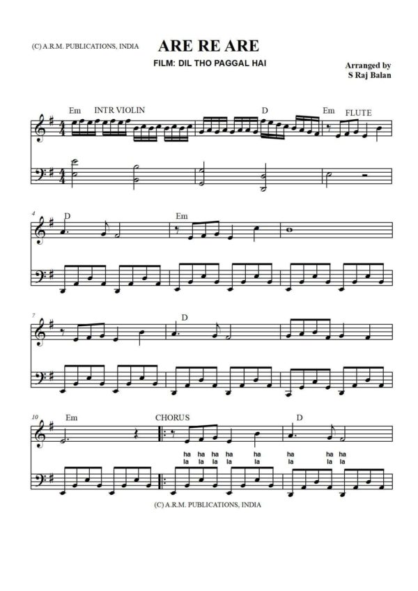 Are Re Piano Sheet Music